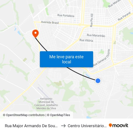 Rua Major Armando De Souza Mello, 385-579 to Centro Universitário De Cascavel map