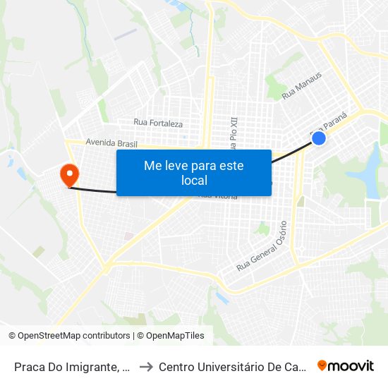 Praca Do Imigrante, 5276 to Centro Universitário De Cascavel map