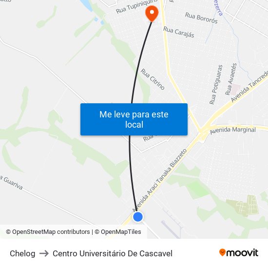 Chelog to Centro Universitário De Cascavel map