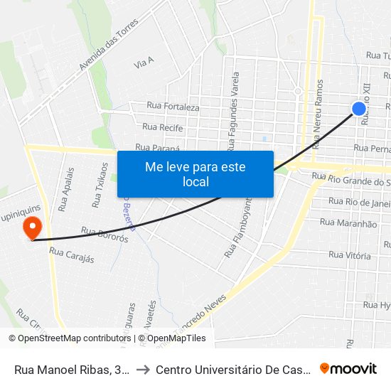 Rua Manoel Ribas, 3427 to Centro Universitário De Cascavel map