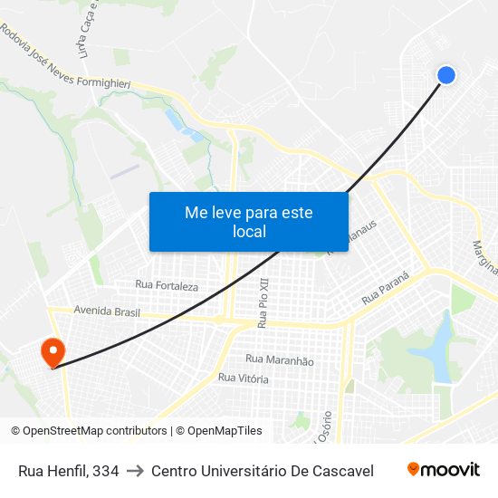 Rua Henfil, 334 to Centro Universitário De Cascavel map
