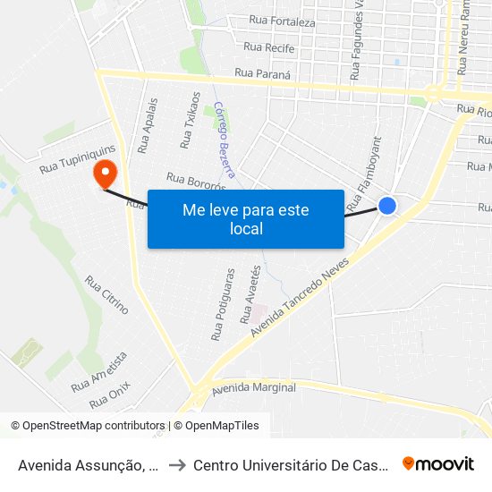 Avenida Assunção, 458 to Centro Universitário De Cascavel map