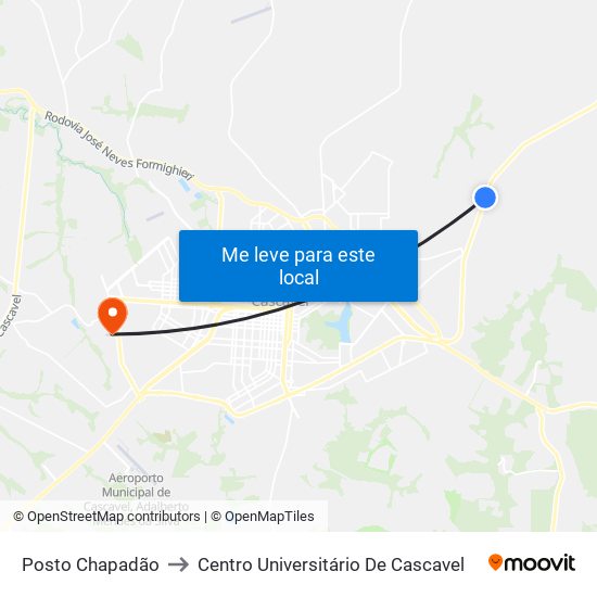Posto Chapadão to Centro Universitário De Cascavel map