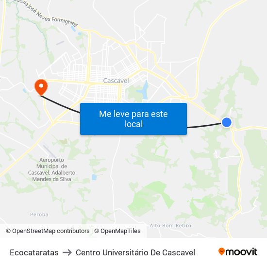 Ecocataratas to Centro Universitário De Cascavel map