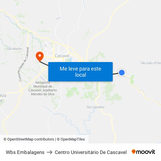 Wbs Embalagens to Centro Universitário De Cascavel map