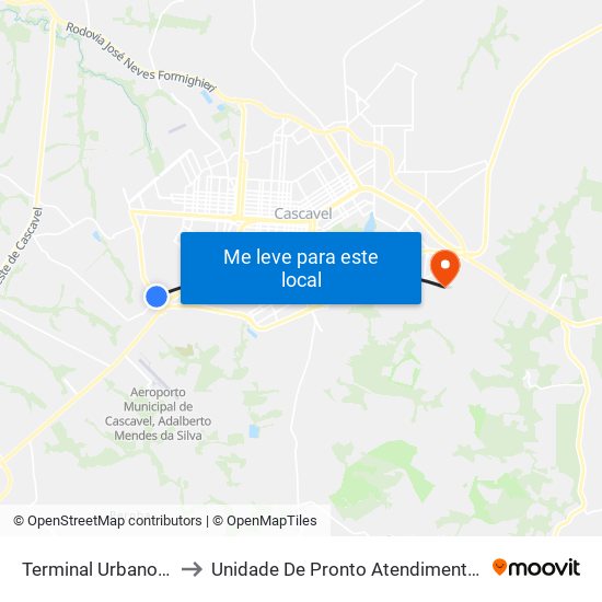 Terminal Urbano Sudoeste to Unidade De Pronto Atendimento Jardim Veneza map