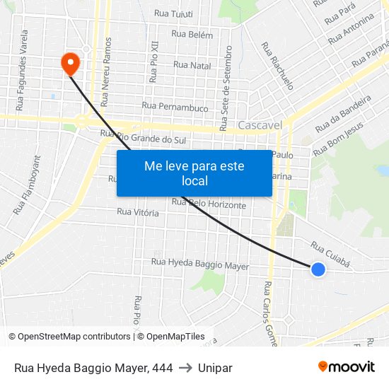 Rua Hyeda Baggio Mayer, 444 to Unipar map