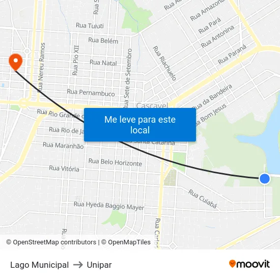 Lago Municipal to Unipar map