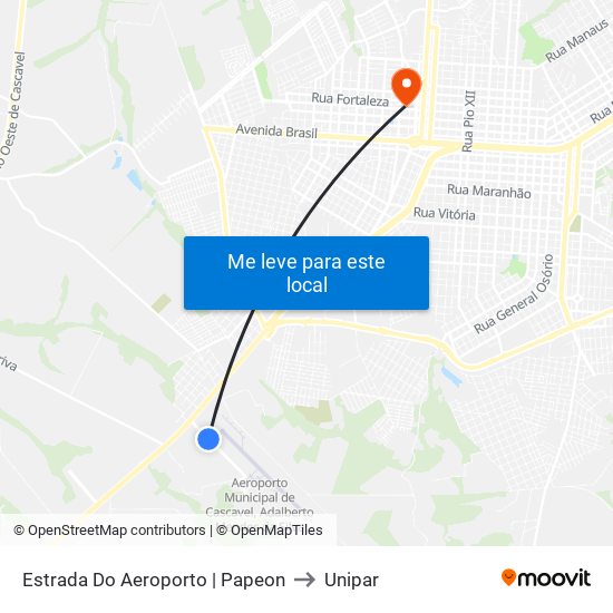 Estrada Do Aeroporto | Papeon to Unipar map