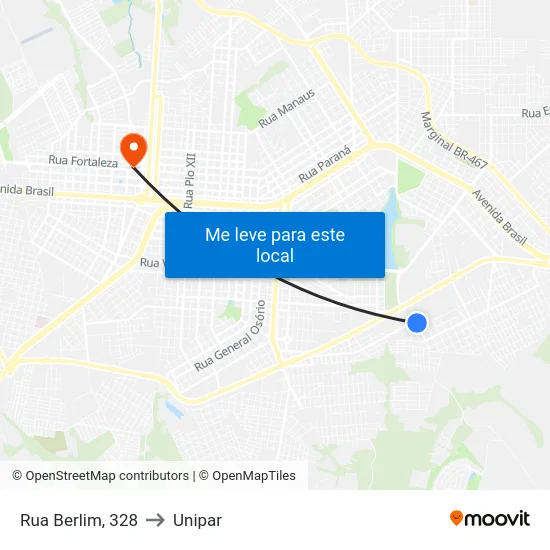Rua Berlim, 328 to Unipar map