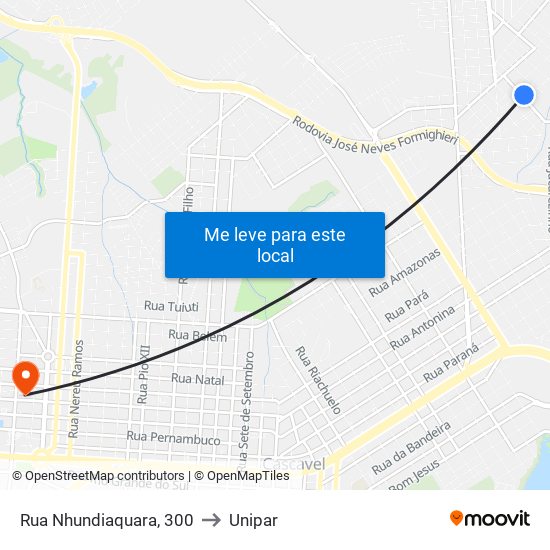 Rua Nhundiaquara, 300 to Unipar map