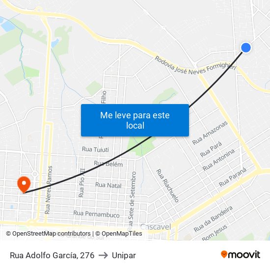 Rua Adolfo García, 276 to Unipar map