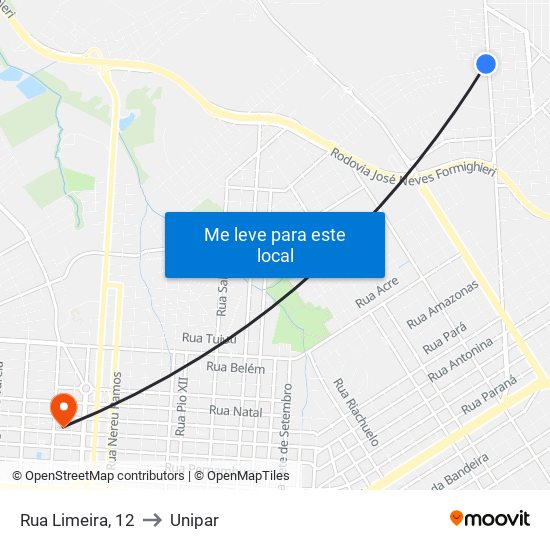 Rua Limeira, 12 to Unipar map