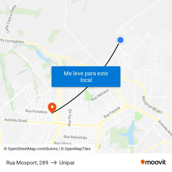 Rua Mosport, 289 to Unipar map