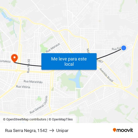 Rua Serra Negra, 1542 to Unipar map