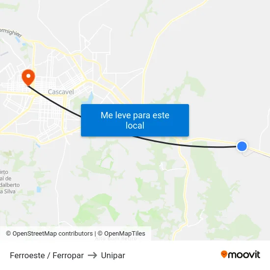 Ferroeste / Ferropar to Unipar map