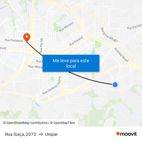 Rua Suíça, 2073 to Unipar map