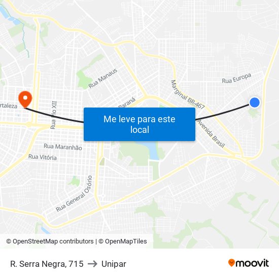 R. Serra Negra, 715 to Unipar map