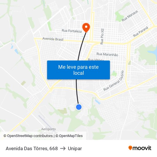 Avenida Das Tôrres, 668 to Unipar map