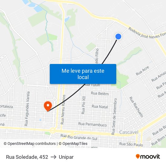 Rua Soledade, 452 to Unipar map