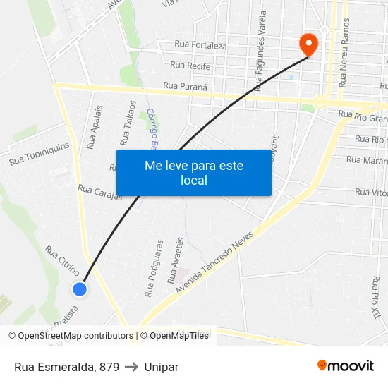 Rua Esmeralda, 879 to Unipar map