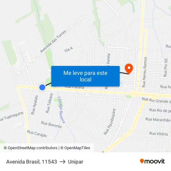 Avenida Brasil, 11543 to Unipar map