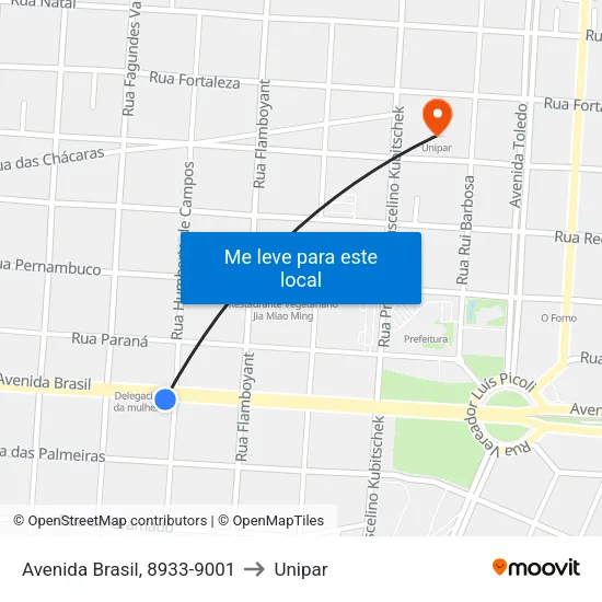Avenida Brasil, 8933-9001 to Unipar map