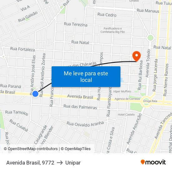 Avenida Brasil, 9772 to Unipar map
