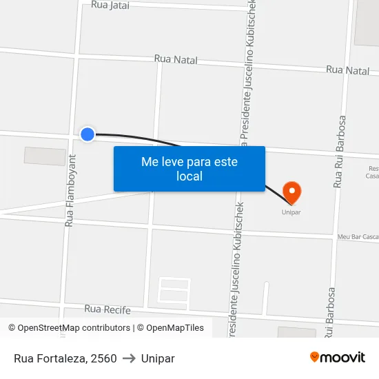 Rua Fortaleza, 2560 to Unipar map