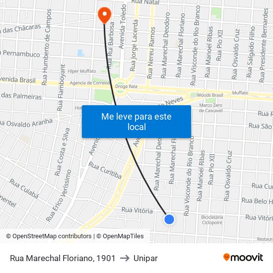 Rua Marechal Floriano, 1901 to Unipar map