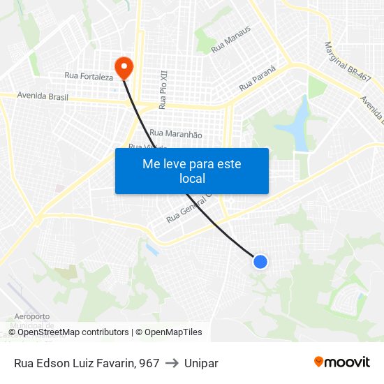 Rua Edson Luiz Favarin, 967 to Unipar map