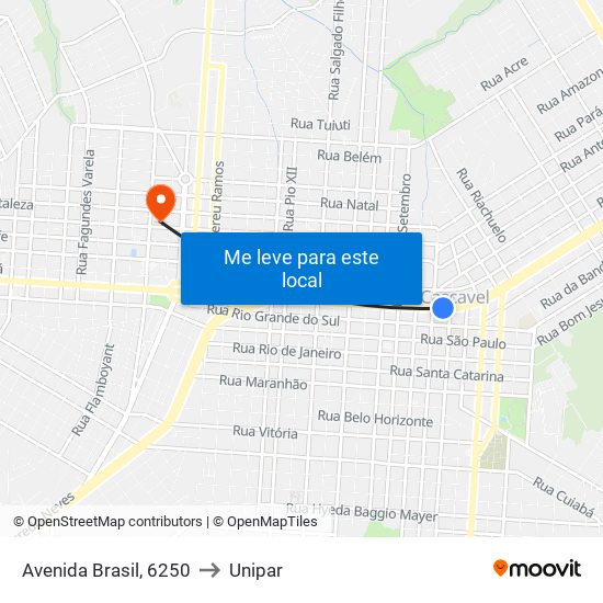 Avenida Brasil, 6250 to Unipar map