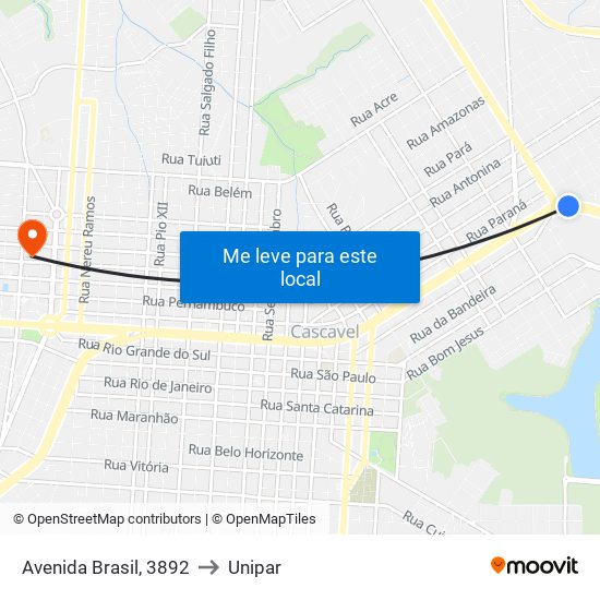 Avenida Brasil, 3892 to Unipar map