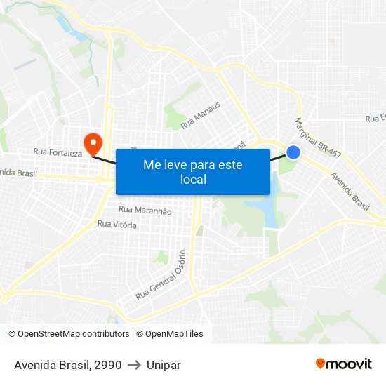 Avenida Brasil, 2990 to Unipar map