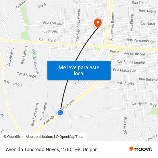 Avenida Tancredo Neves, 2785 to Unipar map