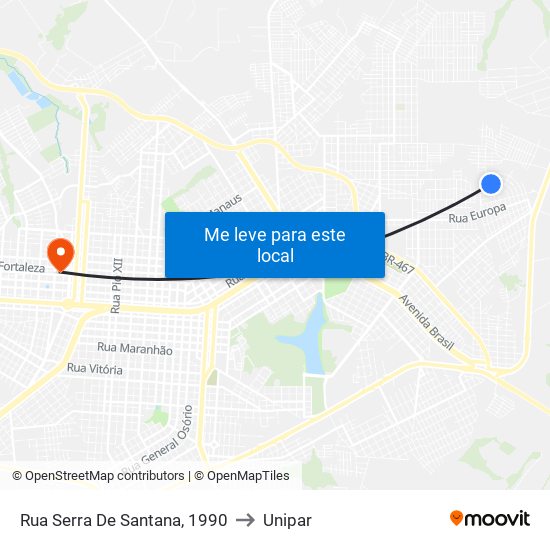 Rua Serra De Santana, 1990 to Unipar map