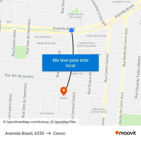 Avenida Brasil, 6250 to Ceonc map