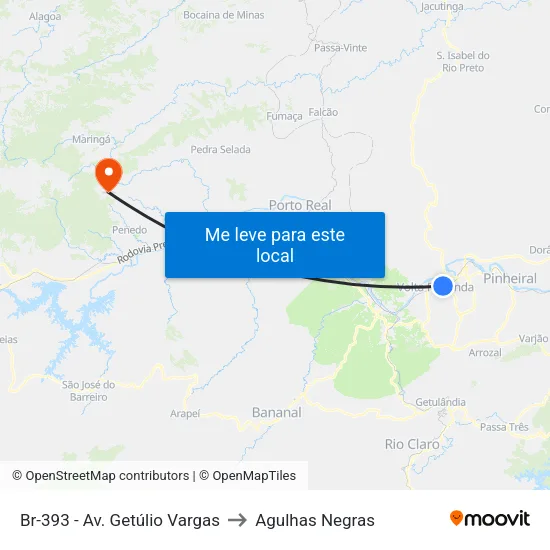 Br-393 - Av. Getúlio Vargas, Volta Redonda to Agulhas Negras map