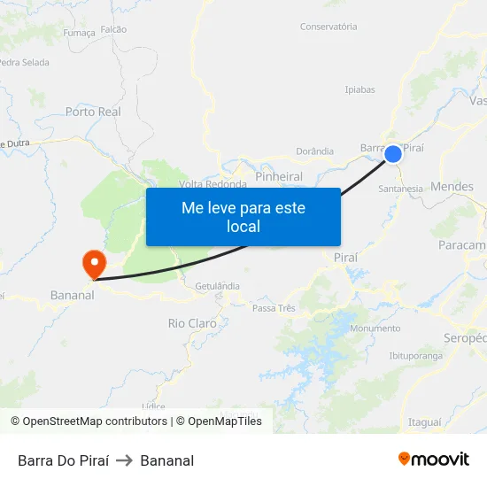 Barra Do Piraí to Bananal map