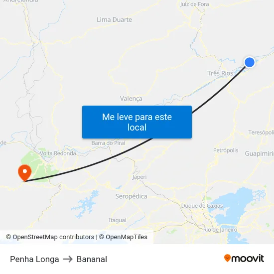 Penha Longa to Bananal map
