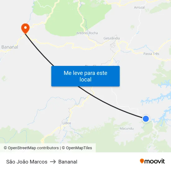 São João Marcos to Bananal map