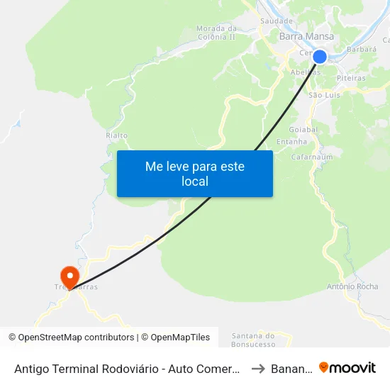 Antigo Terminal Rodoviário - Auto Comercial, Barra Mansa to Bananal map