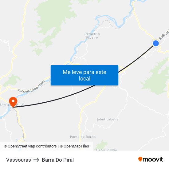 Vassouras to Barra Do Piraí map