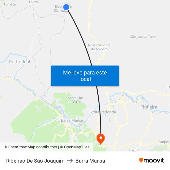 Ribeirao De São Joaquim to Barra Mansa map