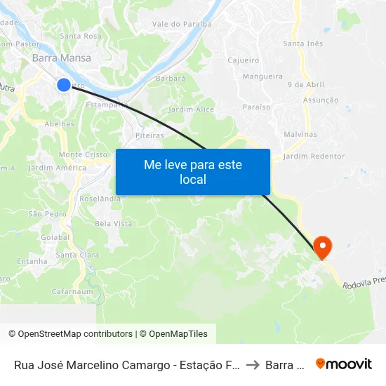 Rua José Marcelino Camargo - Estação Ferroviária, Barra Mansa to Barra Mansa map