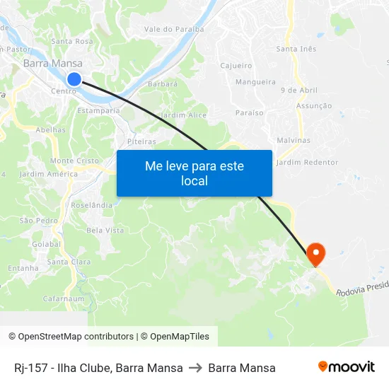 Rj-157 - Ilha Clube, Barra Mansa to Barra Mansa map
