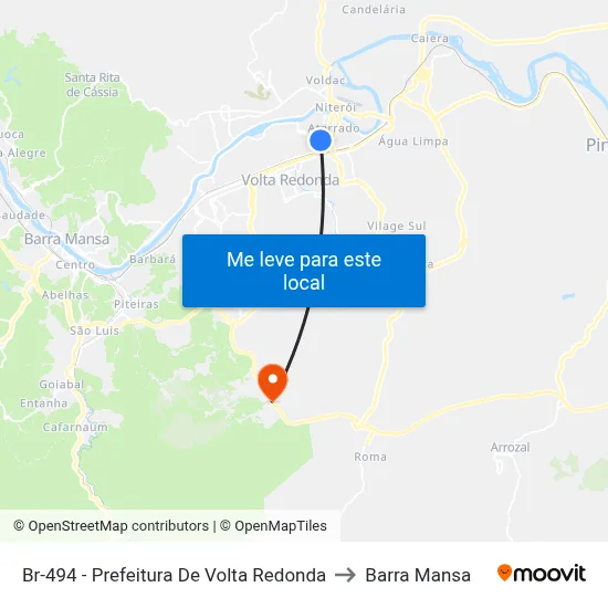 Br-494 - Prefeitura De Volta Redonda to Barra Mansa map