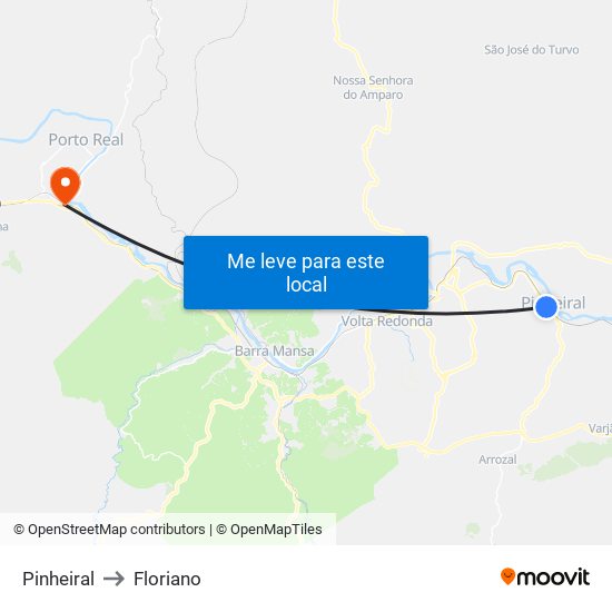 Pinheiral to Floriano map