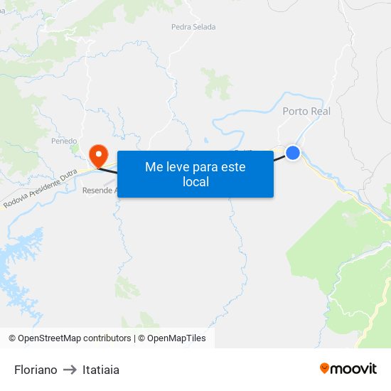Floriano to Itatiaia map