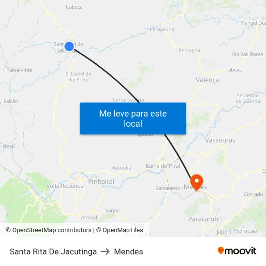 Santa Rita De Jacutinga to Mendes map